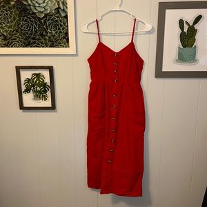 Women’s summer button down spaghetti strap dress